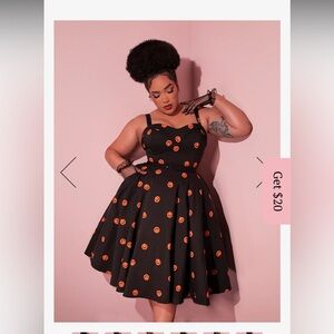 Vixen by Micheline Pitt Vintage Pumpkin swing dress EUC